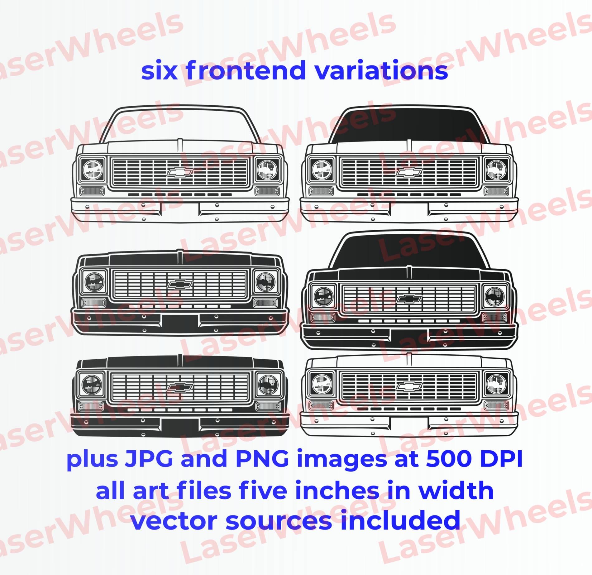 Chevy 1973 Squarebody Frontend - SVG Vector Line Art for Engraving T ...