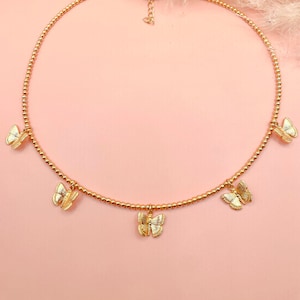 butterfly choker, real butterfly necklace, butterfly wing  necklace, butterfly charm necklace, 14k gold butterfly necklace, step mom gift.