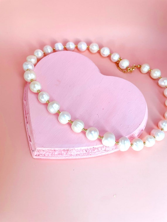 Delicate Pearl Necklace Delicate Gold Plated Necklace Etsy