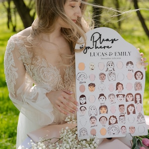 Wedding Guest Book Alternative Sign with Faces, Self-Portrait Wedding Activity for Guests, Draw Your Face Wedding Sign, Welcome Wedding Sign