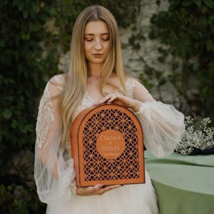 Custom Boho Wedding Card Box: Personalized Keepsake, Money Container for Party