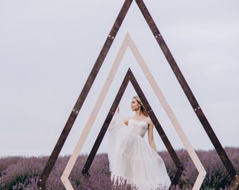 Cadre d’arche de mariage, décor d’arbor de mariage, arche en forme de rubis pour la cérémonie de mariage, toile de fond d’arche de mariage, ensemble d’arches en bois