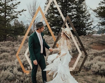 Wooden Wedding Arch Set: Boho Reception Arbor Backdrop