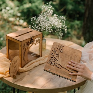 Gepersonaliseerde bruiloftsgastenboek en kaartenboxset, buitenhuwelijksdecor, bruiloftcontainer voor kaarten en wensen, bruiloftspaarpot met slot