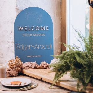 Arched Wedding Welcome Sign, Wedding Reception Sign with Stand, Fall Wedding Sign, Boho Wedding Sign
