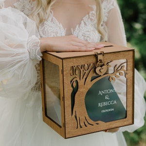 Boîte personnalisée pour cartes de mariage, Cadeau nuptiale de douche pour la mariée, Boîte pour ornements d'arbre généalogique, Cadeau unique pour couple, Boîte pour cartes de fiançailles