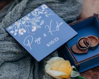 Caja de anillo de boda, almohada de anillo para ceremonia de boda, caja de anillo de compromiso, caja de anillo de madera para propuesta