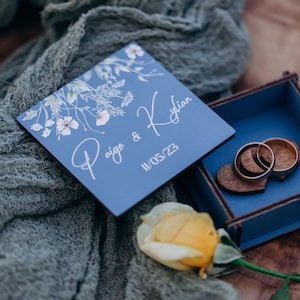 Ring Box for Wedding, Square Wooden Ring Box, Ring Bearer Pillow for Ceremony, Custom Engagement Ring Box Proposal