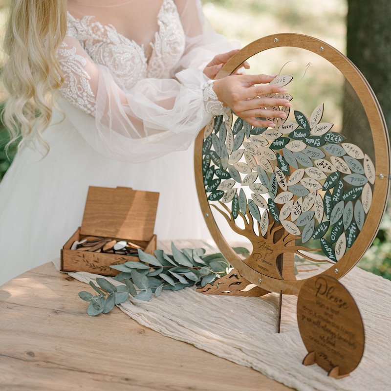 Familienbaum Hochzeitsgästebuch Schild, Personalisiertes Hochzeitsgeschenk für Paare, Grünes Hochzeitsdekor, Familientreffen Gästebuch Schild