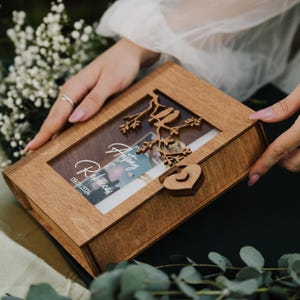 Custom Wedding Memory Box with Lid, Rustic Wedding Decor, 5th Wedding Anniversary Gift for Couple, Wedding Keepsake Book