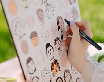 Personalized Wedding Guest Book Alternative: Draw Your Face Reception Game