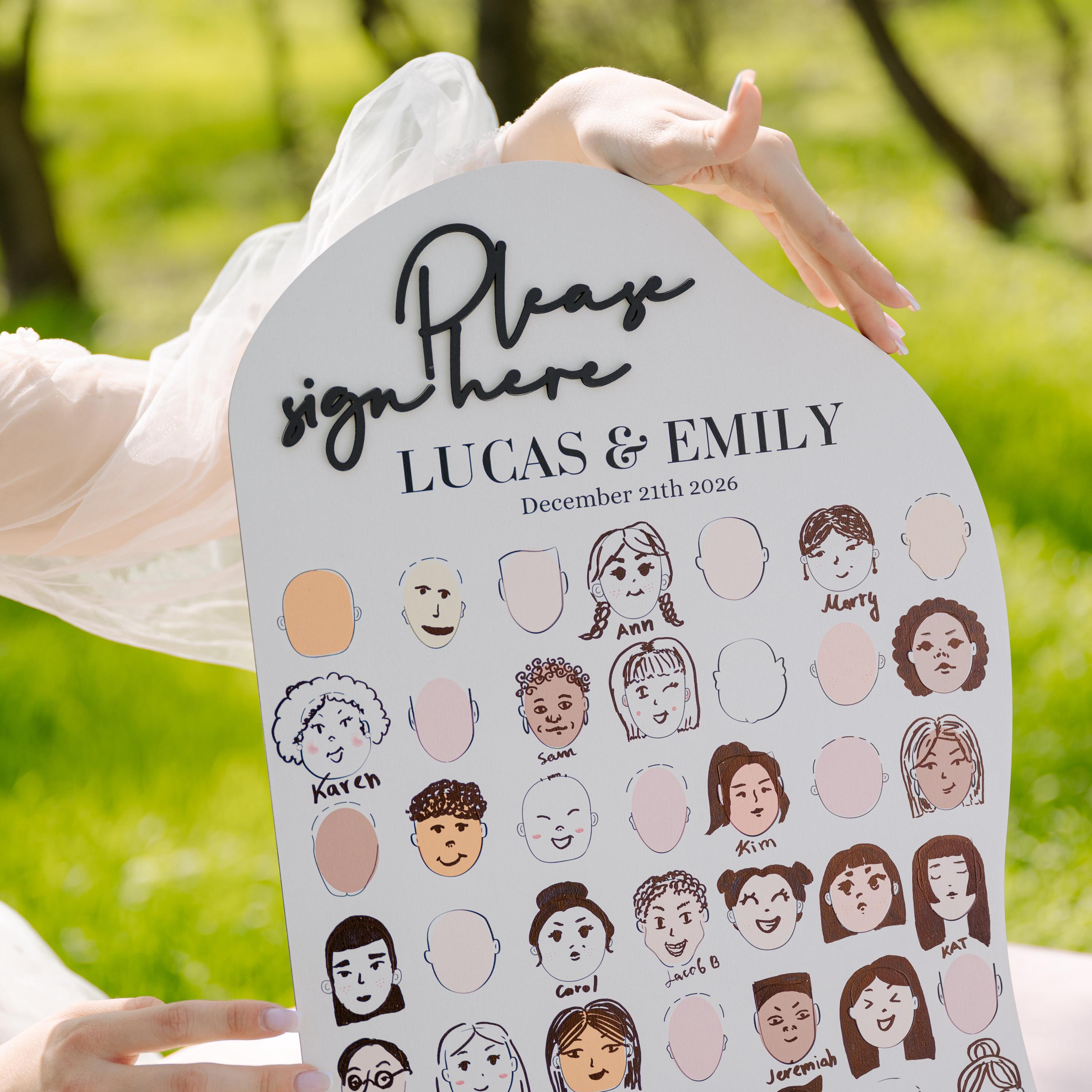 Funny Wedding Guest Book Alternative: Draw Your Face Wooden Sign - Etsy