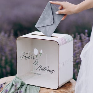 Scatola per biglietti di matrimonio personalizzata con fessura, scatola per biglietti in vetro acrilico per addio al nubilato, contenitore per auguri di matrimonio, salvadanaio personalizzato