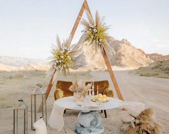 Triangle Wedding Arch: Alder Wood Boho Arbor, Mountain Decor