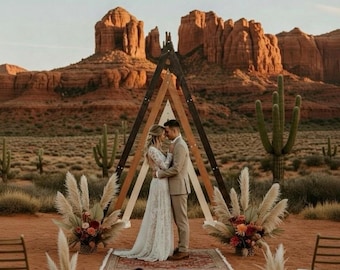 Triangle Wedding Arbor: Alder Wood Boho Ceremony Arch
