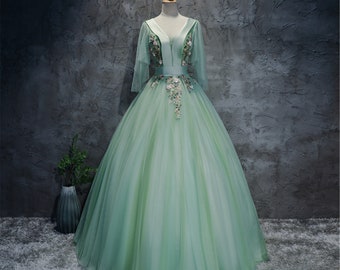 mint ball gown
