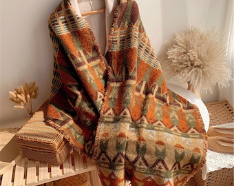 Women Extra Long Shawl Blanket Wrap Bohemia Ladies Scarf with Tassel Warm Bridal Wrap in Winter Gift for Her Pashmina Shawl Crochet Shawl