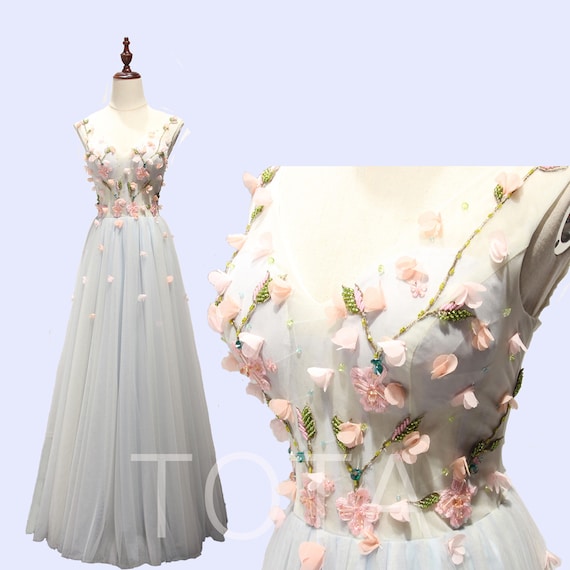 Vestidos de fiesta de flores en 3D 2020 Vestidos largos de - Etsy México Vestidos de fiesta de flores en 3D 2020 Vestidos largos de - Etsy México