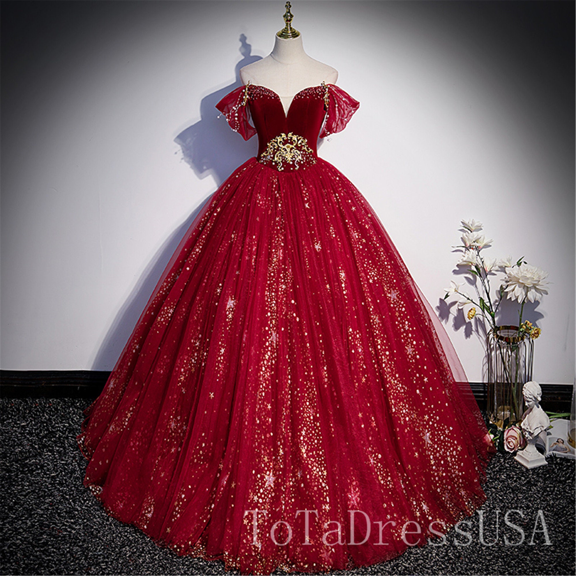 Royal red cheap prom dress