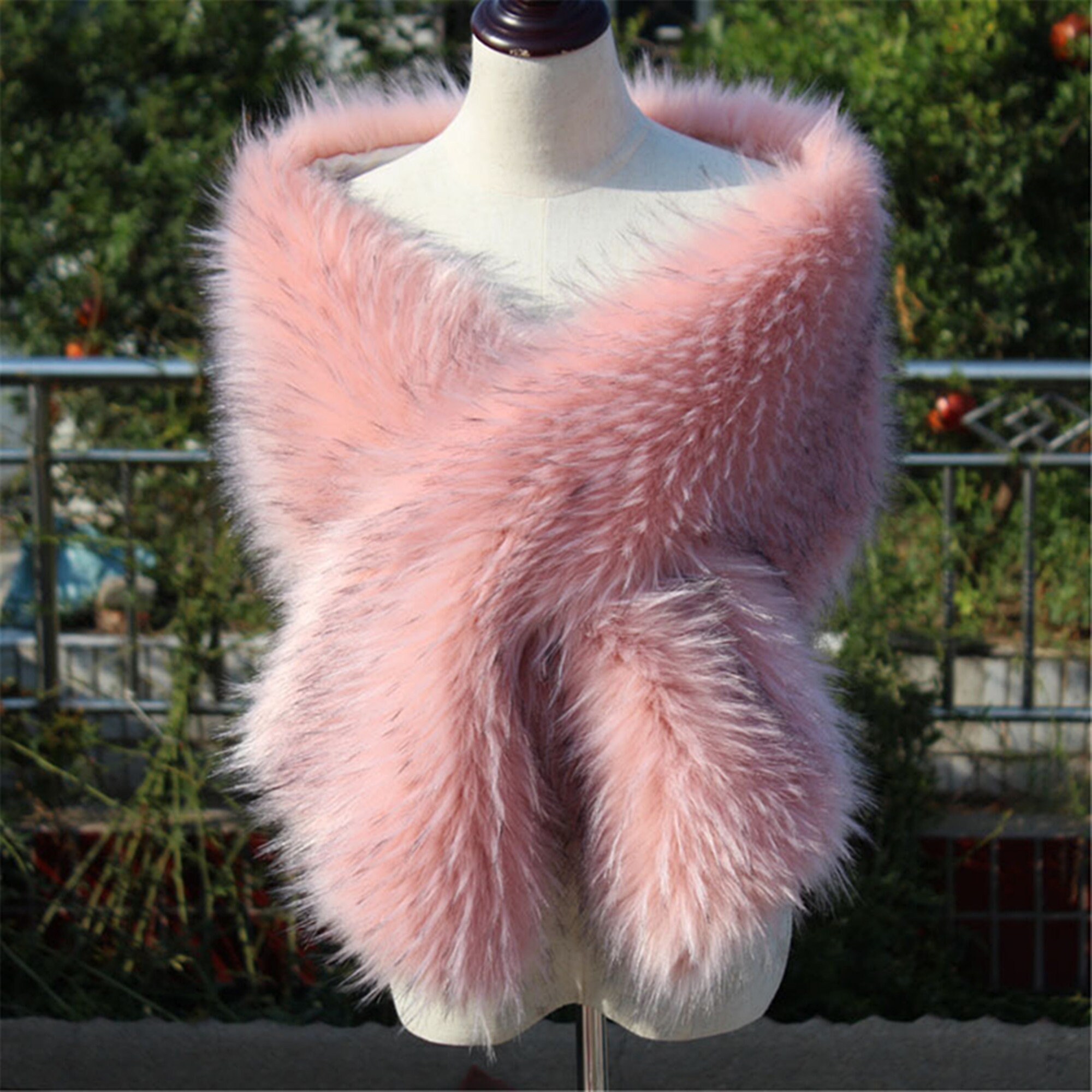 pink fur shawl