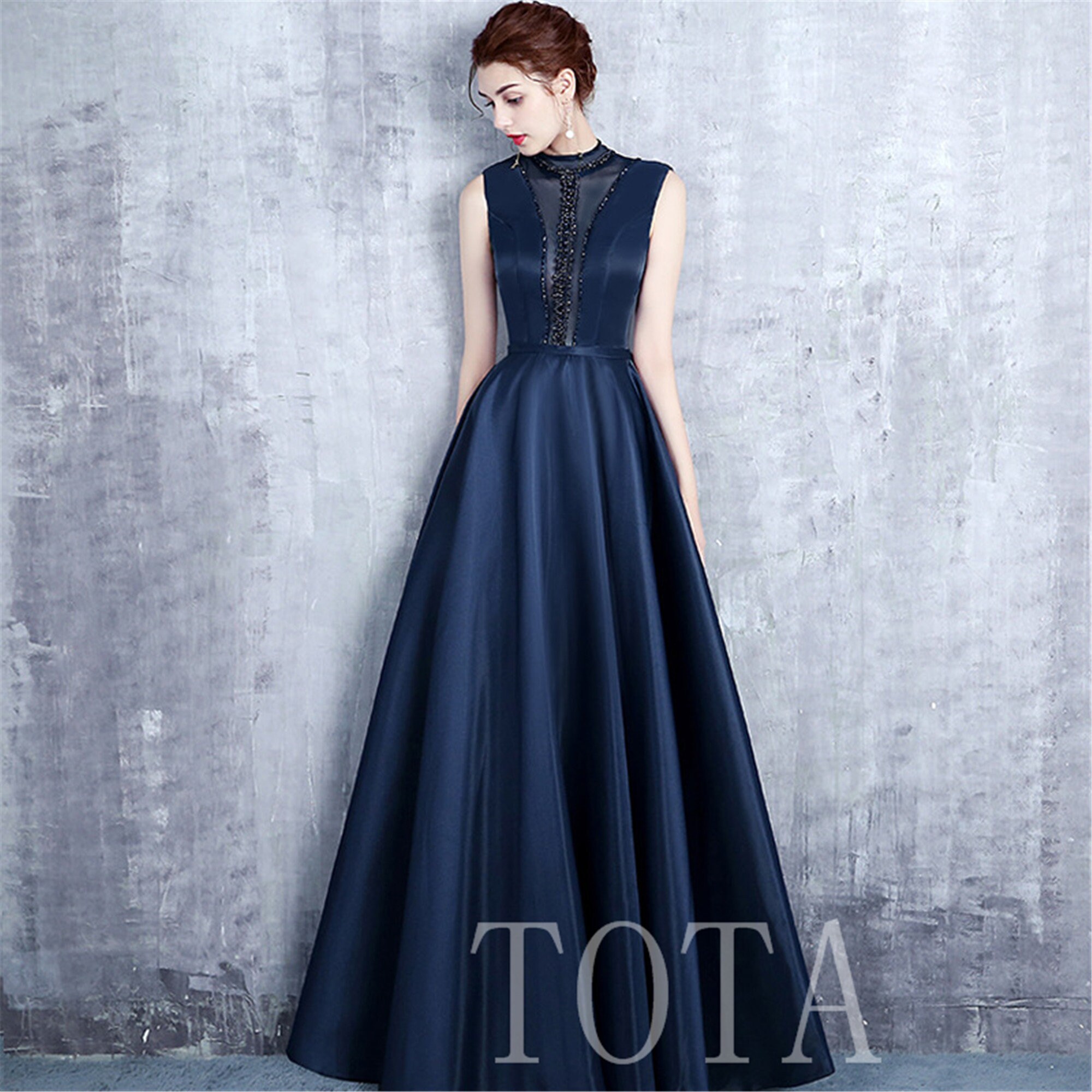 Navy Blue Lace Bridesmaid Dress Etsy Canada