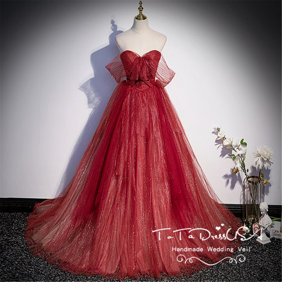 Red Graduation Dress Red Daughter Gown Red Event Dress Weddings Clothing Dresses Bridal Gowns & Separates Strapless Ball Prom Gown Women Princess Gown 