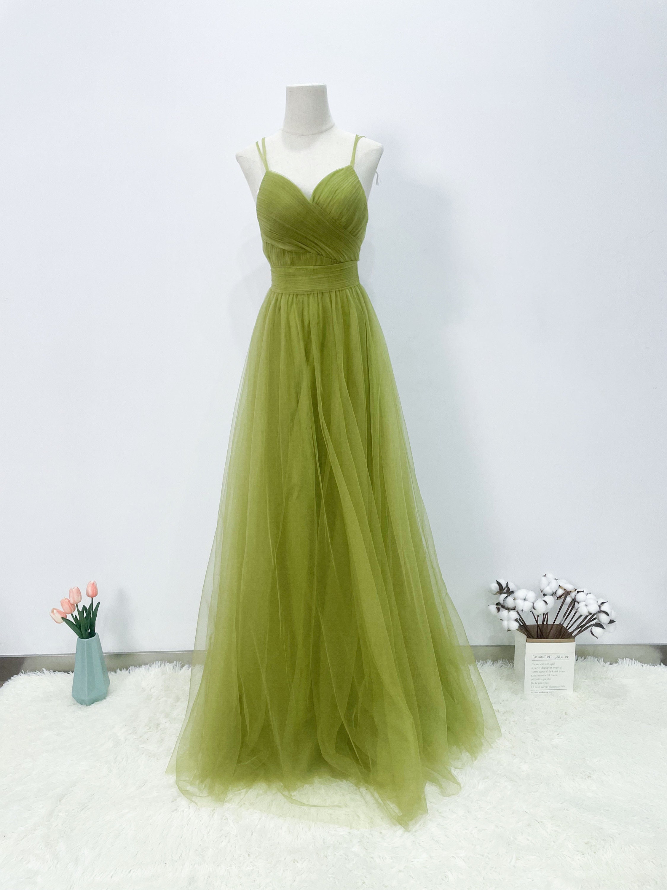 Bright green evening clearance dress
