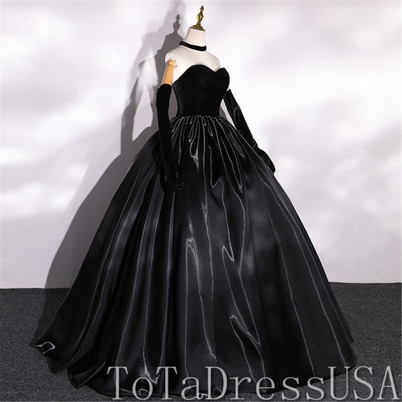 Simple Black Off Shoulder Chiffon Long Prom Dress with Leg Slit, Black –  abcprom