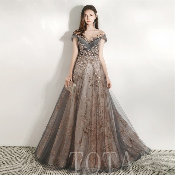Gray and gold dress deals