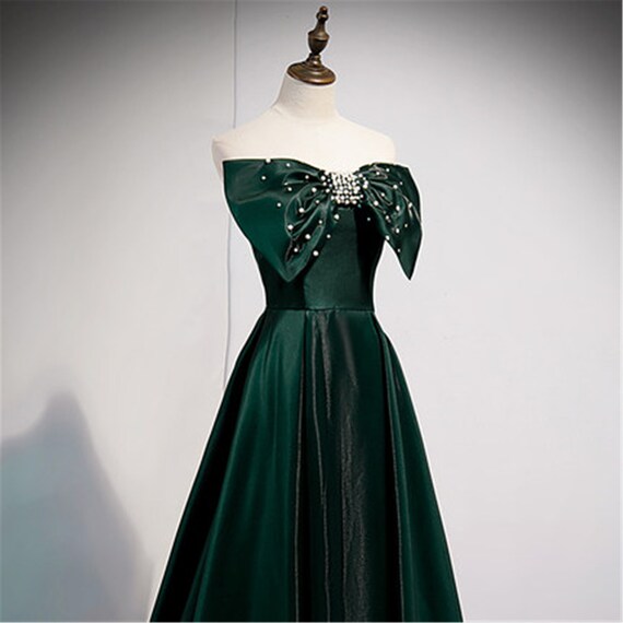 Bottle green party dress cheap