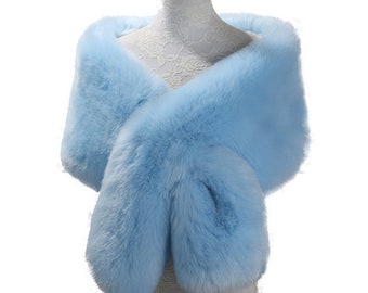 light blue fur shawl