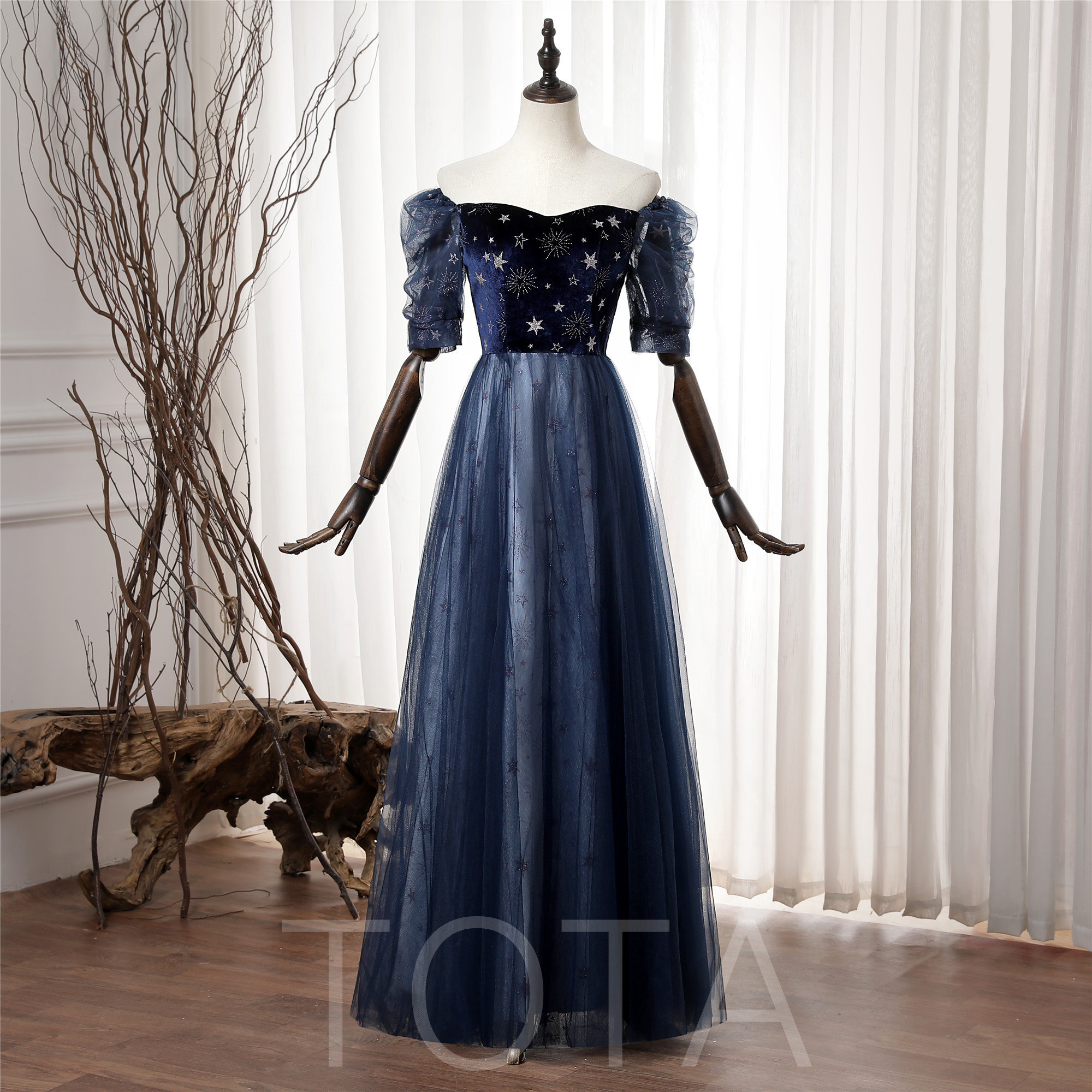 Navy blue top star dress