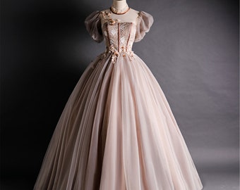 Princess Ball Gown High Neck Prom Dress 