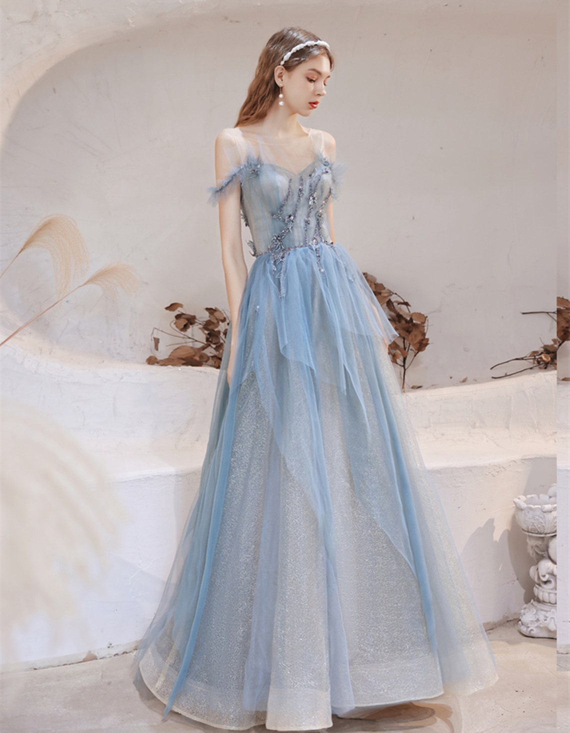 2021 Blue Fairy Prom Dress for Women Sparkling Long Evening | Etsy