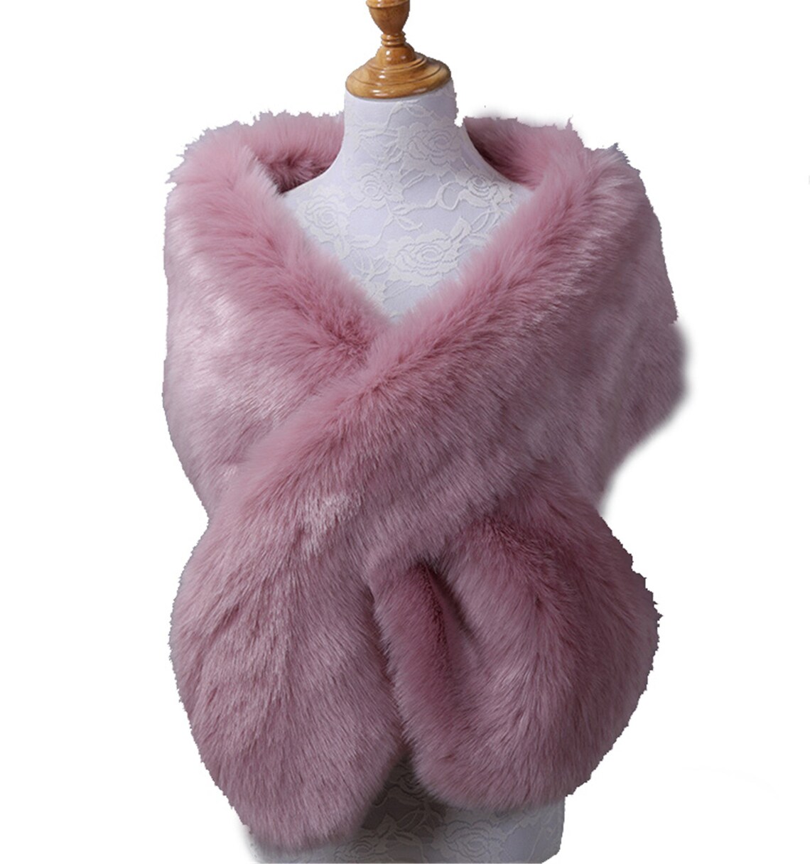 pink fur shawl