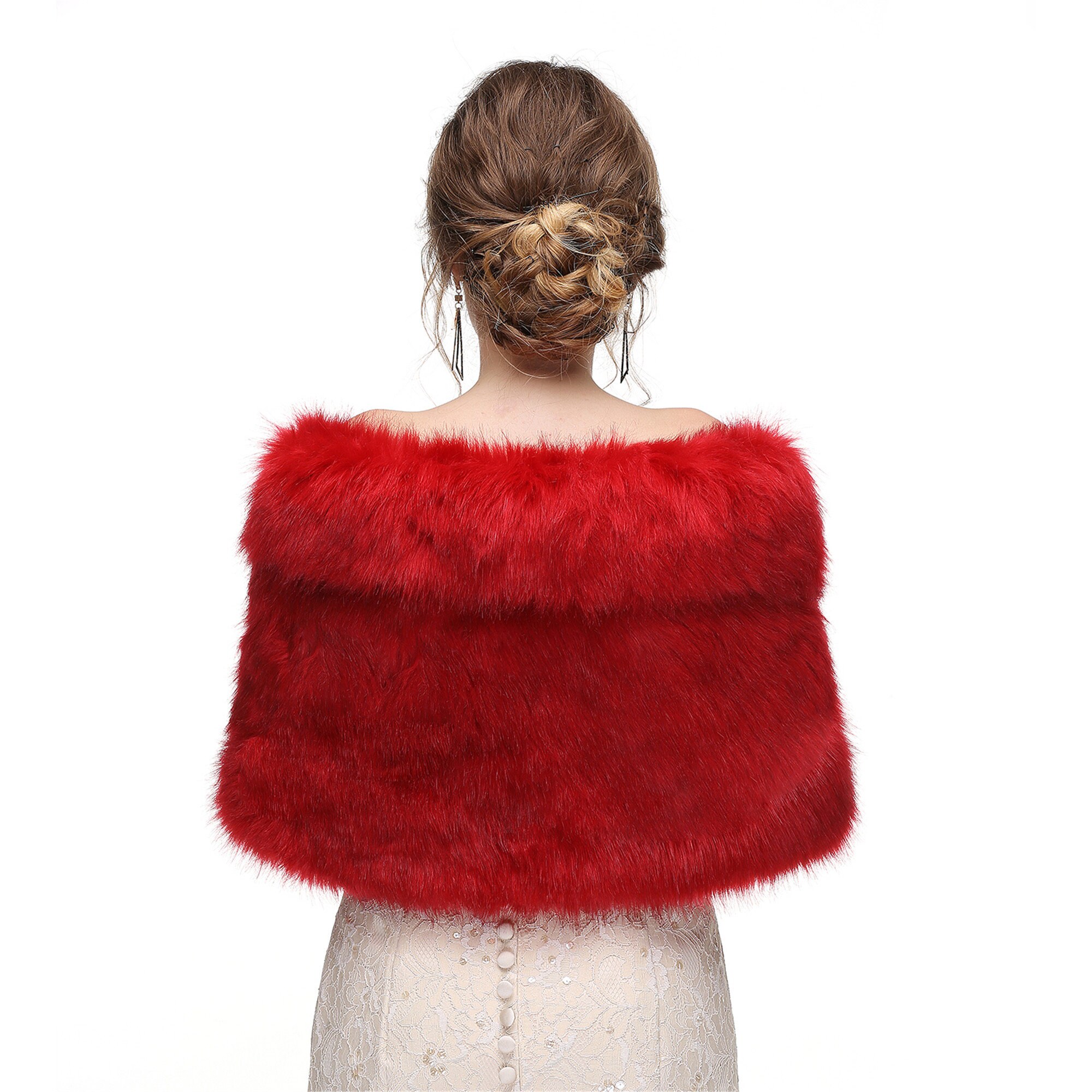 Red Wedding Fur Shrug Red Bridal Faux Fur Stole Red Wedding Etsy