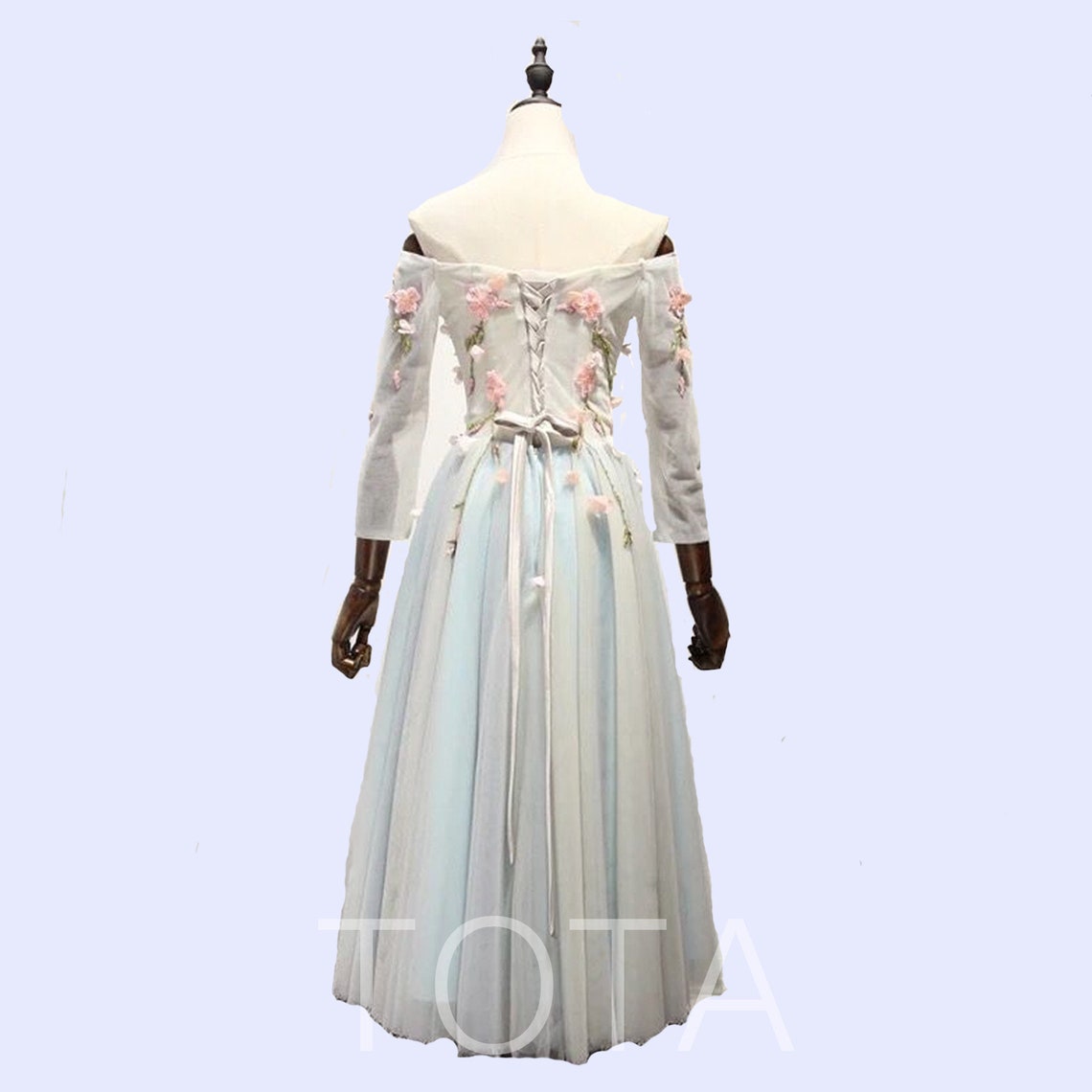 Flower Illusion Sleeve Prom Dresses Dress Vintage off the | Etsy