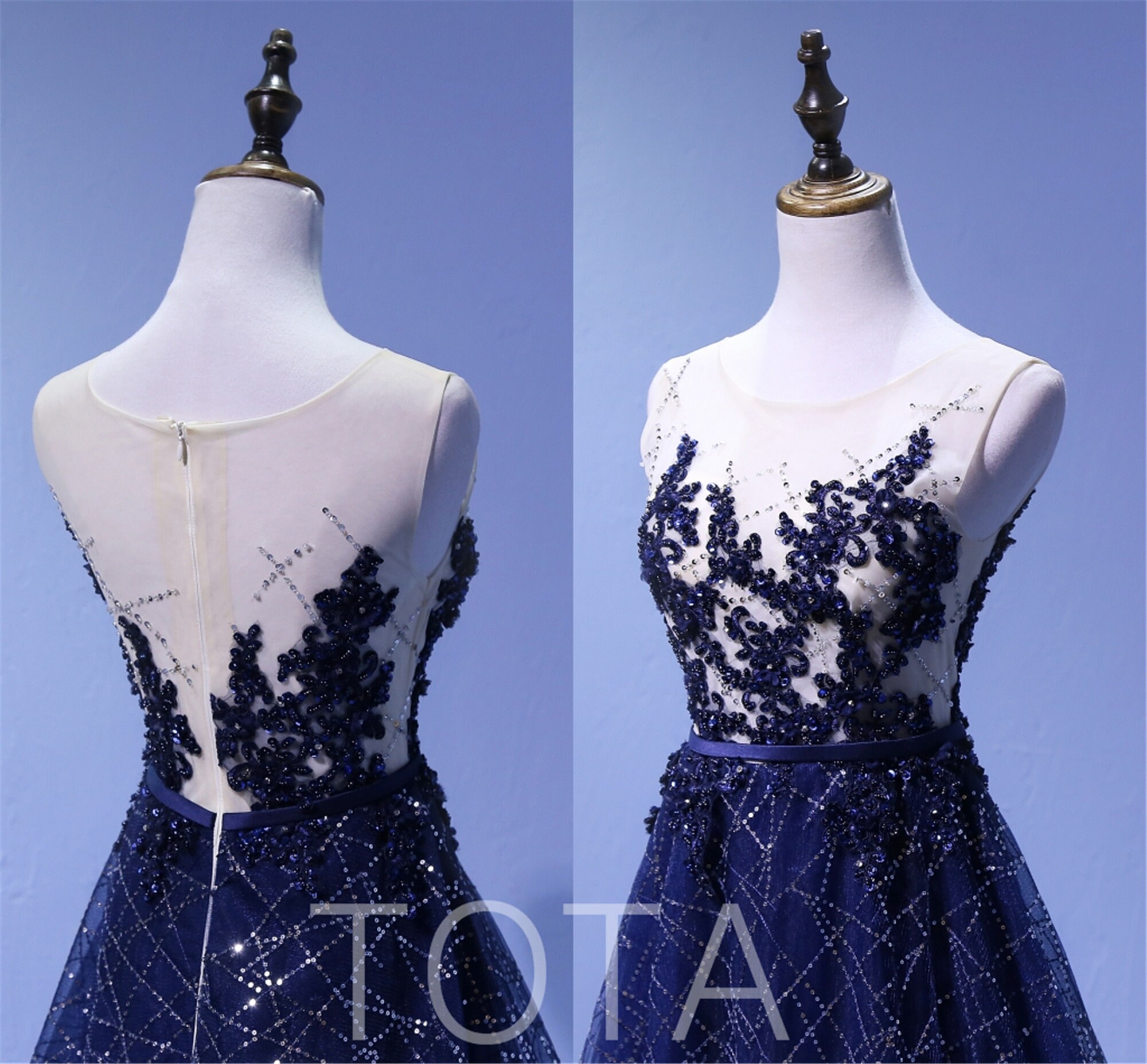 Royal Blue Evening Dresses With Long Chapel Train A Line Etsy