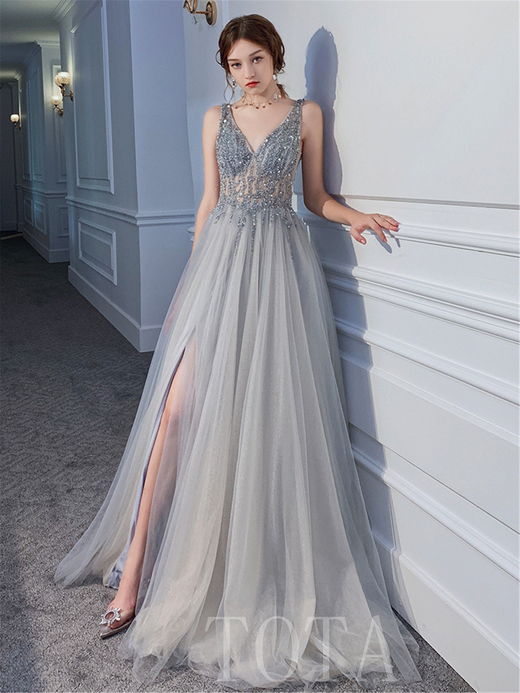 silver formal dress