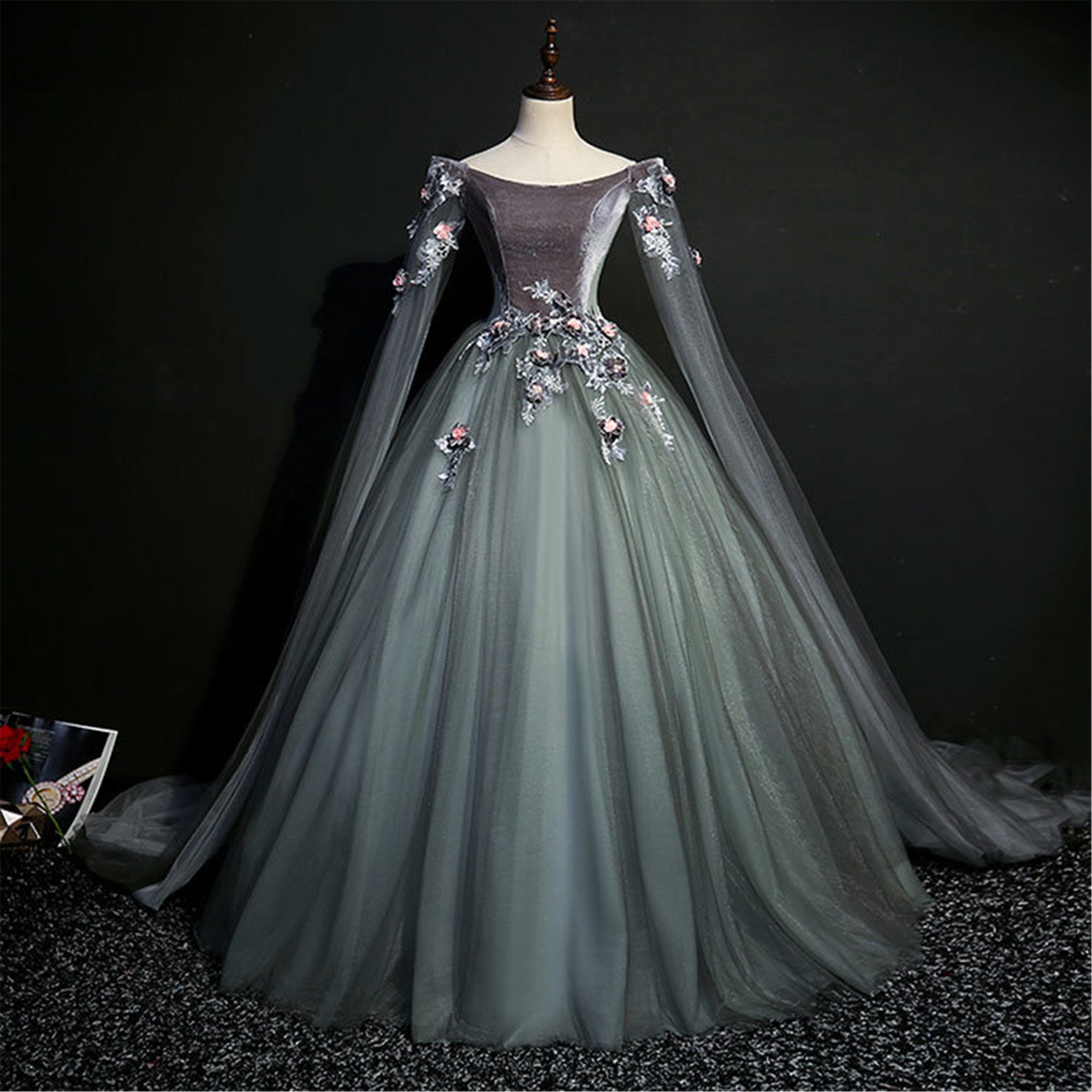 Gray sales ball gown