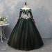 Vintage Dark Green Banquet Dress Palace Style Prom Dress Long Illusion Sleeve Dress Luxury Off Shoulder Dress Gorgeous Party Dress Ball Gown 