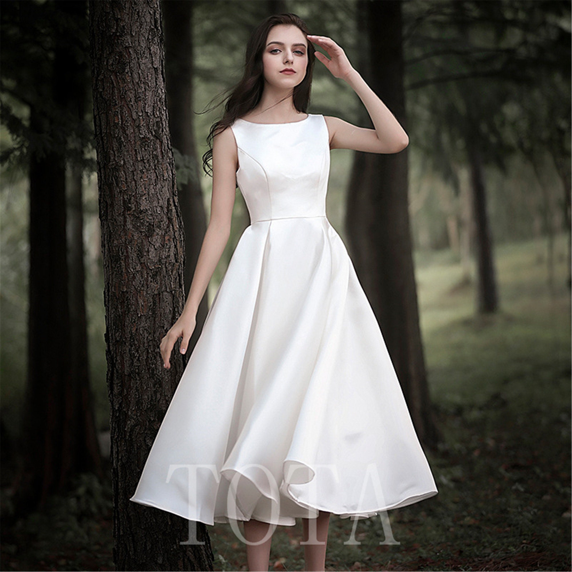 short white satin dress