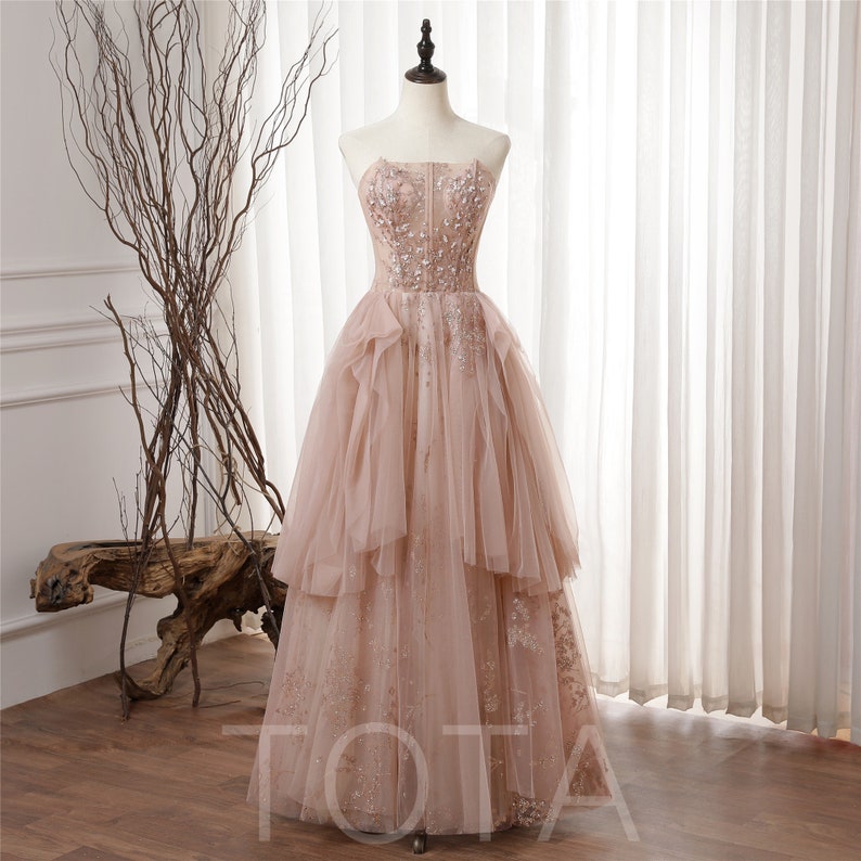 Sweetheart Prom Dress Strapless Wedding Dress 2020 Long Evening Dresses Princess Dress Formal Ball Gown Bride Gown Peach Pink Prom Dress 