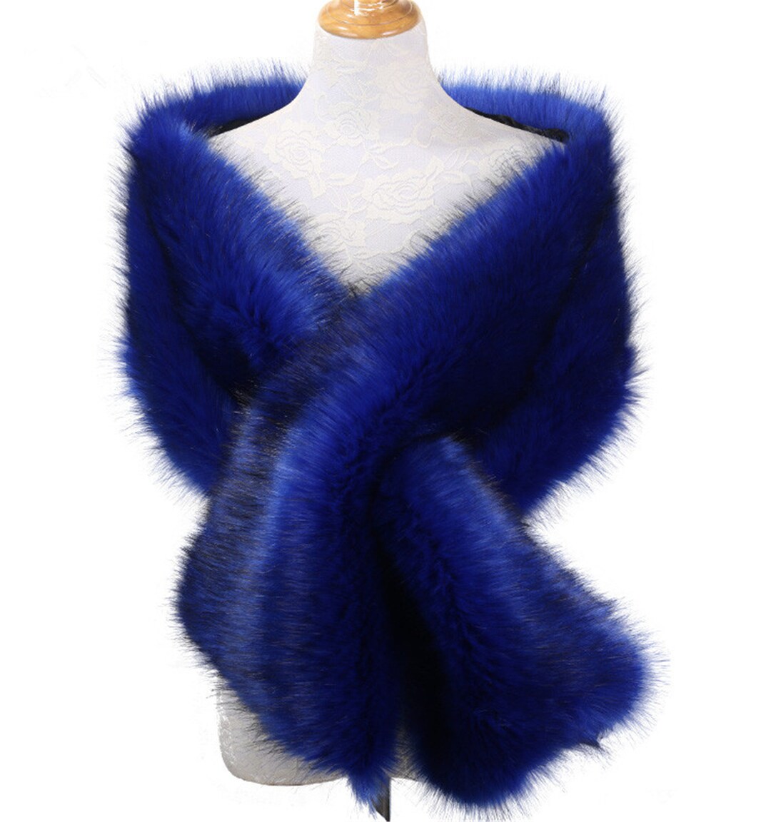 royal blue fur shawl