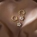 Flower Crystal Drop Dangle Huggie Hoop Earrings, Elegant Dainty Korean Earrings, Gold Hoop Earrings, Floral Earrings, Bridesmaid Jewelry 