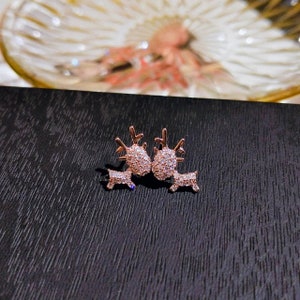 Tiny Gold Antler Stud Earrings Cute Deer Horn Silhouette Earrings Gifts Mix Color 10pcs-S116