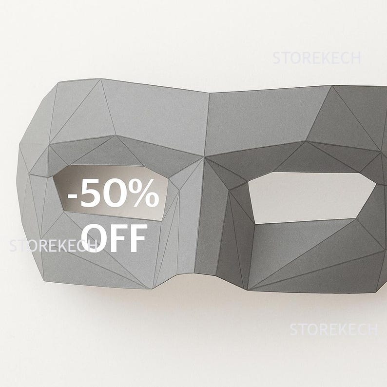 3D Geometric Mask Template: Low Poly Paper Craft (PDF Download - Etsy