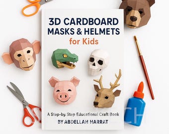 3D-kartonnen maskers en helmen Knutselboek | 10 afdrukbare pdf-sjablonen (digitale download)