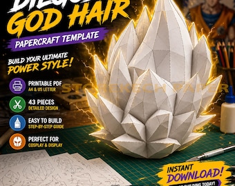 Plantilla de papercraft de Diegos God Hair – Modelo 3D de papel para cosplay de anime (Descarga en PDF)