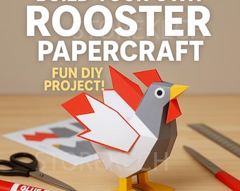 Modelo de Galo 3D em Papel: Modelo Animal DIY (Padrão em PDF)